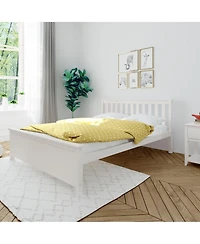 Max and Lily Queen Bed Frame, Solid Wood Platform with Slatted Headboard for Kids