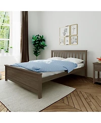 Max and Lily Queen Bed Frame, Solid Wood Platform with Slatted Headboard for Kids