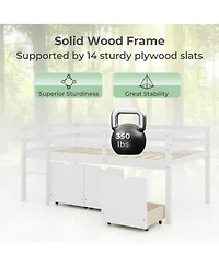 Gouun Twin Low Loft Bed with 3 Storage Drawers, Ladder and Full-Length Guardrails