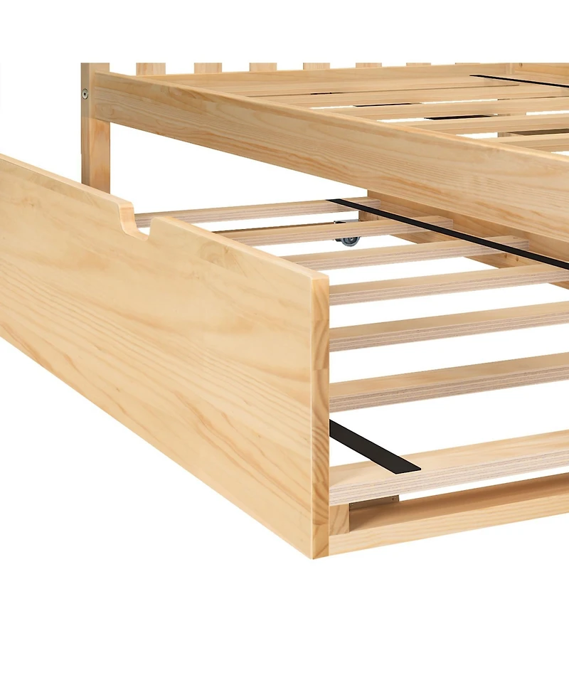 Max and Lily Full Bed Frame with Trundle, Solid Wood Platform Storage
