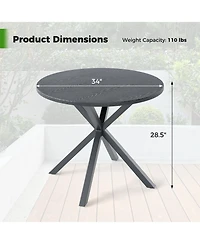 Slickblue Round Patio Bistro Table with Wood-Like Top and X-Shaped Legs