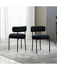 Dyhome Boucle Dining Chairs Set of 1, Upholstered with Black Metal Legs, Modern Accent Chair