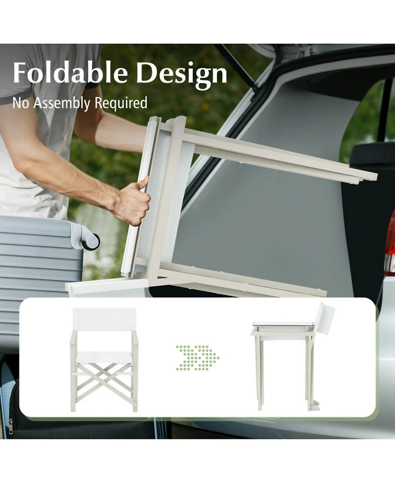 Gouun Folding Acacia Wood Director Chair with Washable Fabric Seat