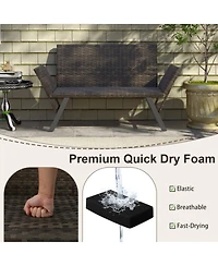 Gouun 3-in-1 Convertible Patio Rattan Sofa with Quick-Dry Foam