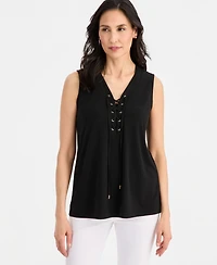 Jm Collection Women's Solid Lace-Up Sleeveless Top, Macy's Exclusive