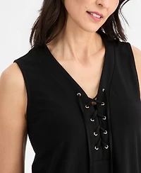 Jm Collection Women's Solid Lace-Up Sleeveless Top, Macy's Exclusive