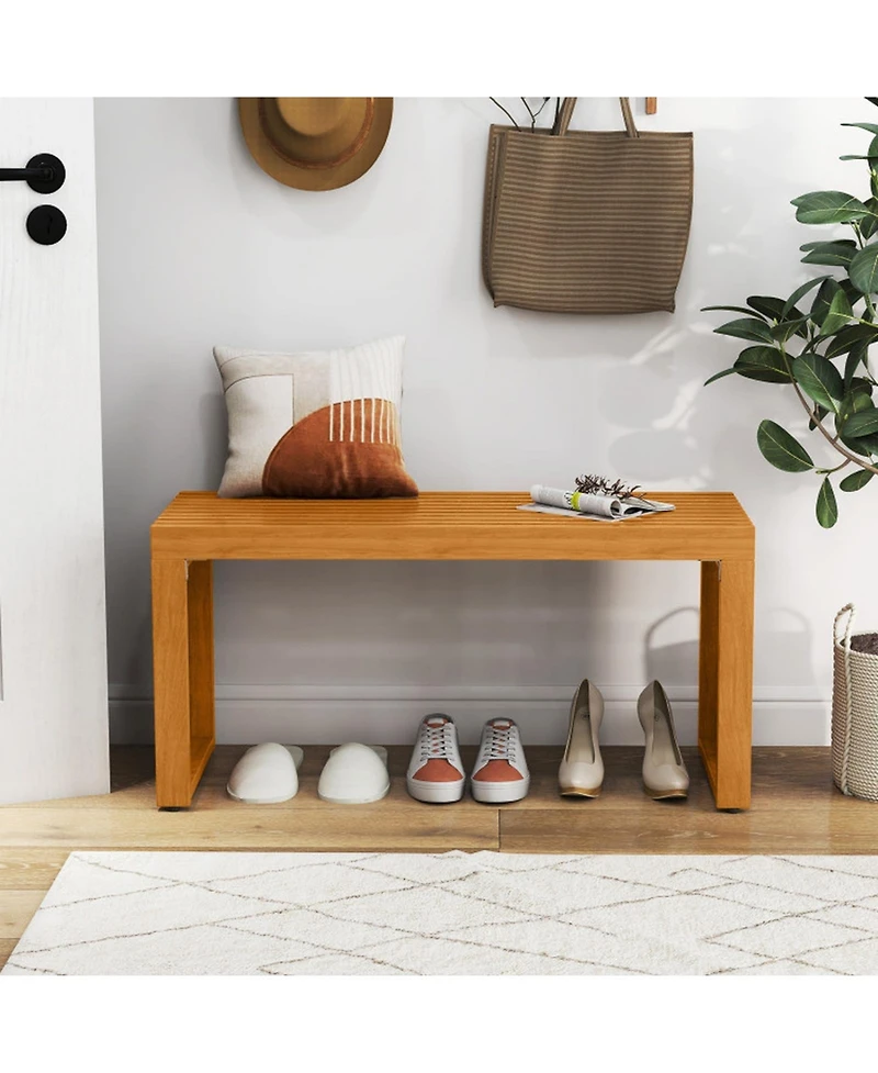 Gouun 36-inch All-Slat Acacia Wood Patio Loveseat Bench