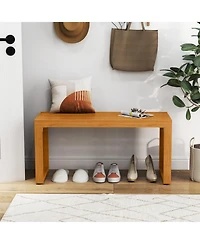 Gouun 36-inch All-Slat Acacia Wood Patio Loveseat Bench