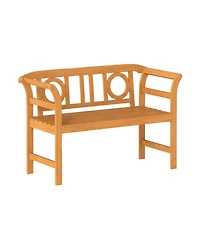 Gouun Acacia Wood 2-Person Patio Loveseat with Geometric Backrest