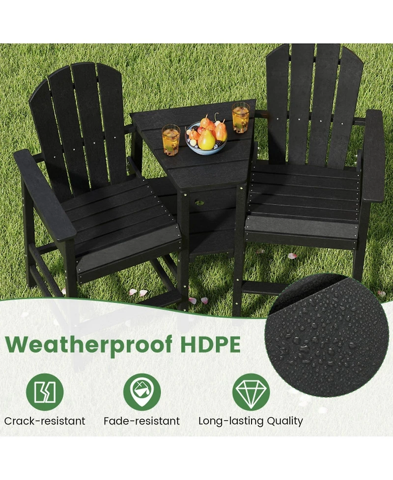 Gouun 2-Seat Hdpe Adirondack Chair with Built-in Connecting Tray