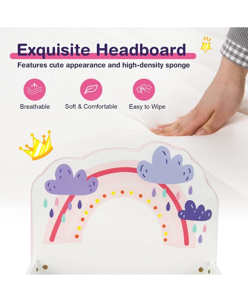 Gouun Kids Twin Platform Bed with Upholstered Headboard and Footboard