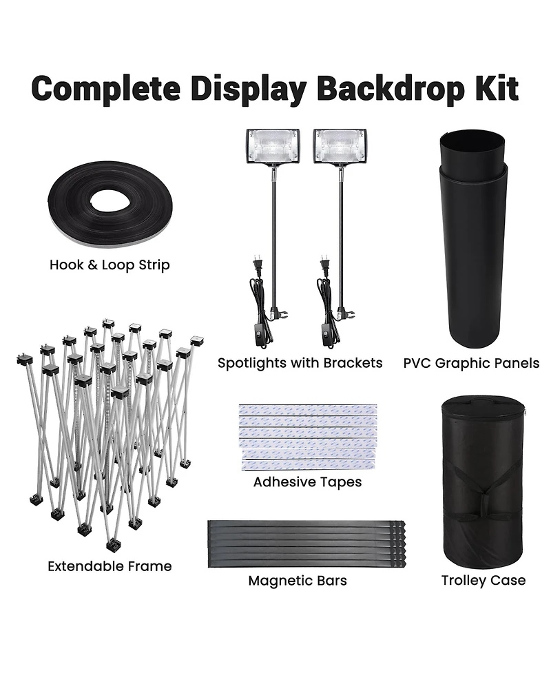 Yescom InstaHibit 10x8 Ft Pop Up Backdrop Booth Stand with Podium Table Counter Tradeshow