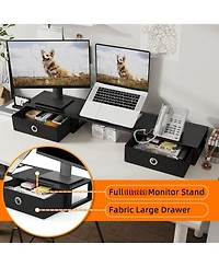 Gnuadz Monitor Stand Riser Steel Frame Dual Drawers Desktop Organizer