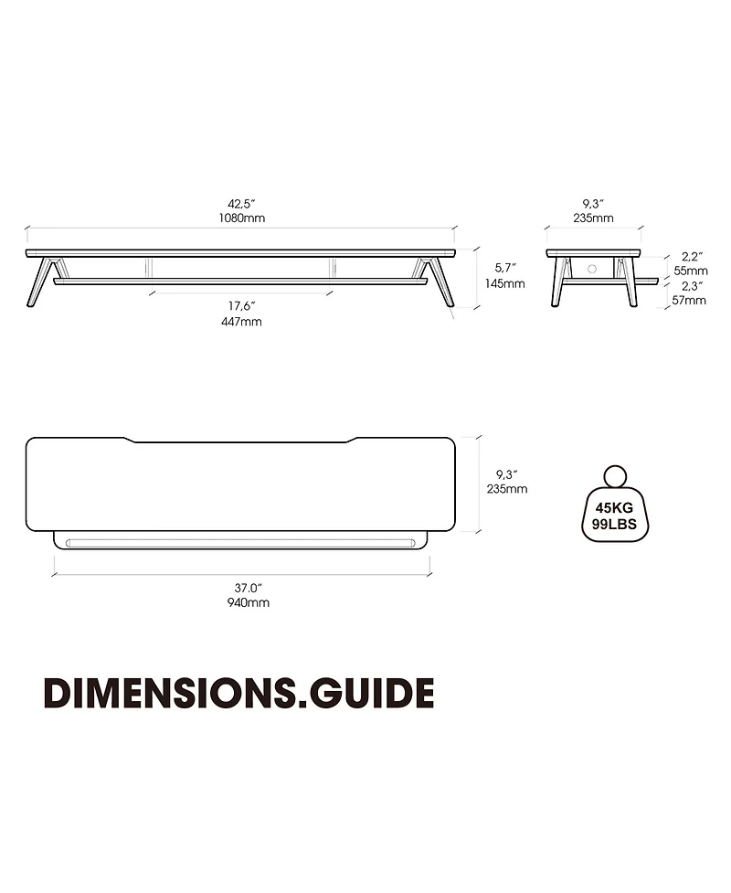 Gnuadz 42.5" Dual Monitor Stand Wood Desk Shelf Storage Organizer