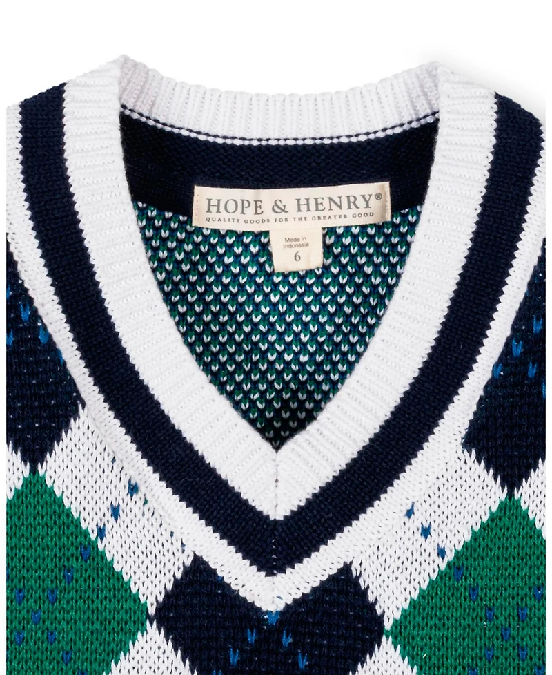 Hope & Henry Little Boys Organic V-Neck Argyle Sweater Vest