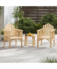 Gouun Outdoor Wood Armchair Patio Dining Chair with Wide Seat and Armrests