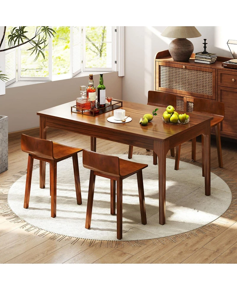 Gouun Set of 2 Farmhouse Armless Wood Dining Chairs with Acacia Wood Seat