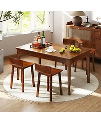 Gouun Set of 2 Farmhouse Armless Wood Dining Chairs with Acacia Wood Seat