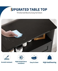 homfan Farmhouse Bathroom Storage Cabinet - Wooden Furniture with Doors, Drawers and Adjustable Shelf Rustic Organizer for Kitchen, Laundry