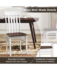 Gouun Set of 2 Kitchen Armless Dining Chairs with Slatted High Backrests