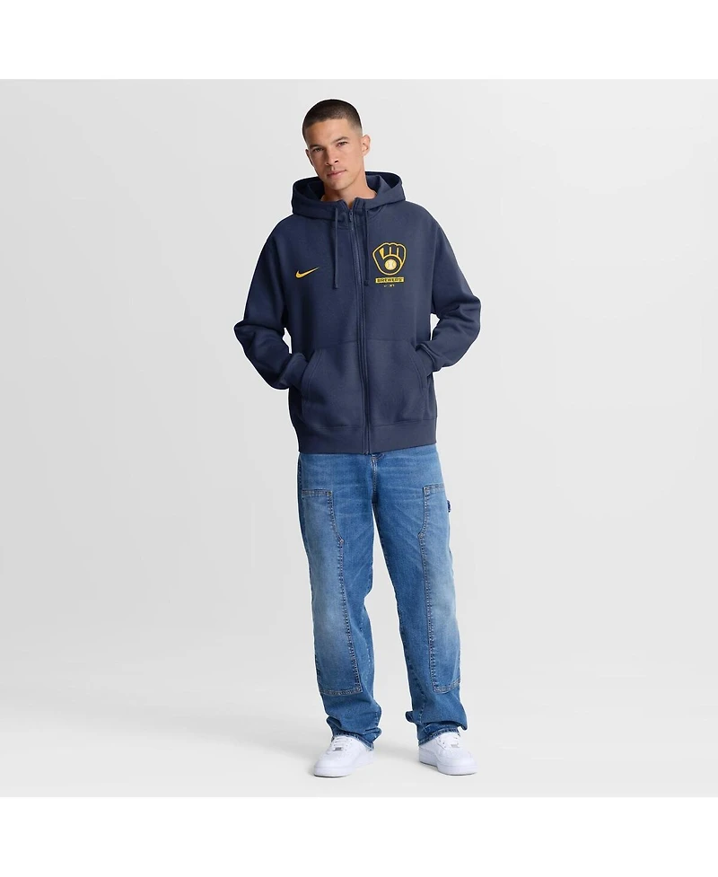 Nike Men's Navy Milwaukee Brewers Primetime Lockup Full-Zip Hoodie
