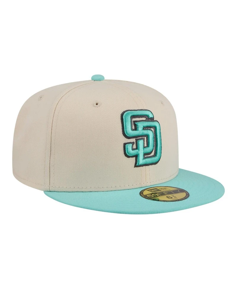 New Era Men's Light Beige/Turquoise San Diego Padres Two-Tone Color Pack 59FIFTY Fitted Hat