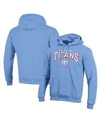 Champion Men's Light Blue Tennessee Titans Powerblend Arch over Logo Hoodie
