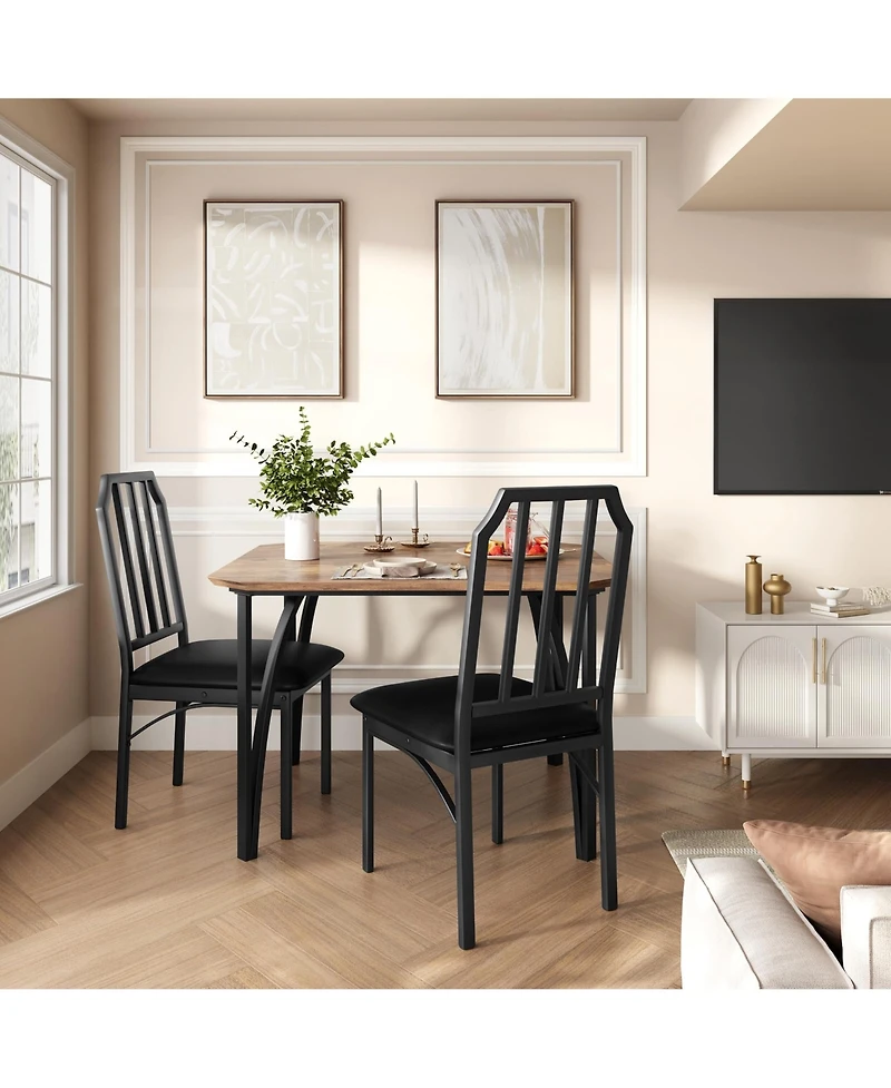 gaomon 3-Piece 2-Person Modern Dining Table Set with Pu Chairs