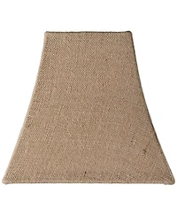 Springcrest Set of 2 Square Lamp Shades Burlap Small 5.25" Top x 10" Bottom x 9" High Spider with Harp and Finial Fitting