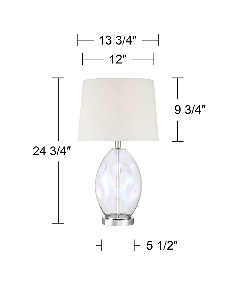 360 Lighting Samantha 24 3/4" High Clear Iridescent Glass 3-Way Table Lamp