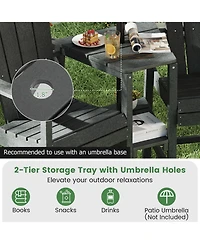 Sugift Two Seat Adirondack Chair with Connecting Tray for Outdoor Use