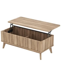 Sugift 43.5 in Rectangular Fluted Lift Top Coffee Table