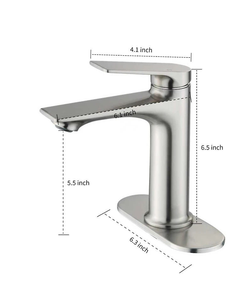 Busdays Brushed Nickel Single Handle Bathroom Faucet with Deck Plate Modern Vanity Sink Faucet Easy Control Durable Finish
