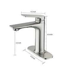 Busdays Brushed Nickel Single Handle Bathroom Faucet with Deck Plate Modern Vanity Sink Faucet Easy Control Durable Finish