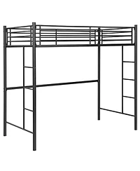 Gouun Steel Twin Loft Bed with Dual Ladders and Full-Length Guardrail