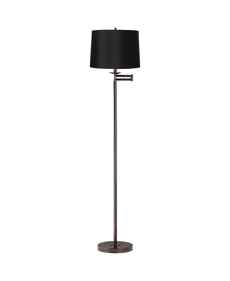 360 Lighting Modern Swing Arm Floor Lamp 60.5" Tall Hardback Drum Shade for Living Room Reading Bedroom Office