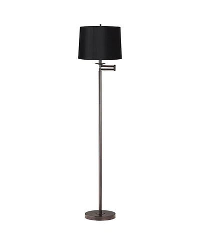 360 Lighting Modern Swing Arm Floor Lamp 60.5" Tall Hardback Drum Shade for Living Room Reading Bedroom Office