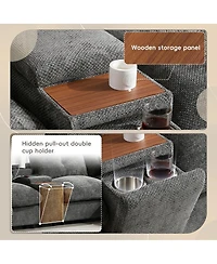 Streamdale Furniture 136" Modular Sectional Sofa with Console, Cup Holder & Usb Charger, Ottoman