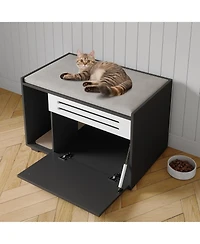 gaomon Cat Litter Box Enclosure with Ventilated Panel Hidden Litter Box Furniture with Drop Down Door, Indoor Cat House