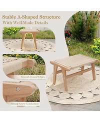 Gouun Teak Braided Rope Accent Chair and Ottoman Set