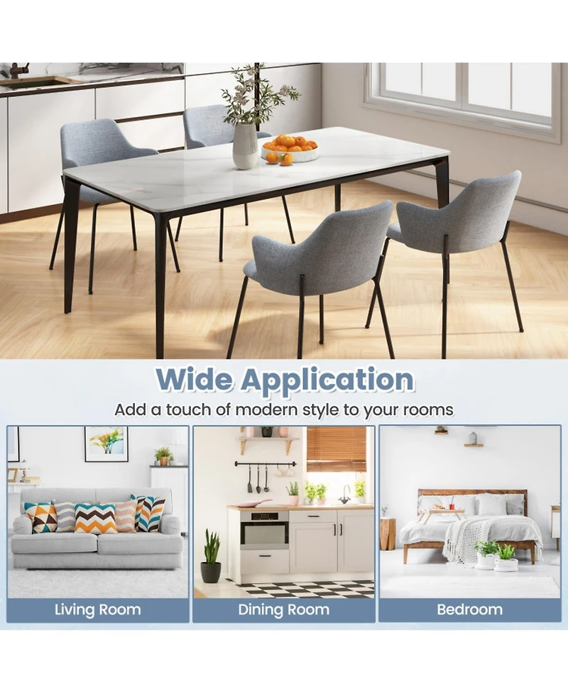 Gouun Fabric Dining Arm Chairs Set of 2 with Wide Seat and Adjustable Foot Pads