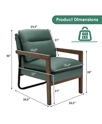 Gouun Extra-Thick Padded Single Accent Armchair with Rubber Wood Legs