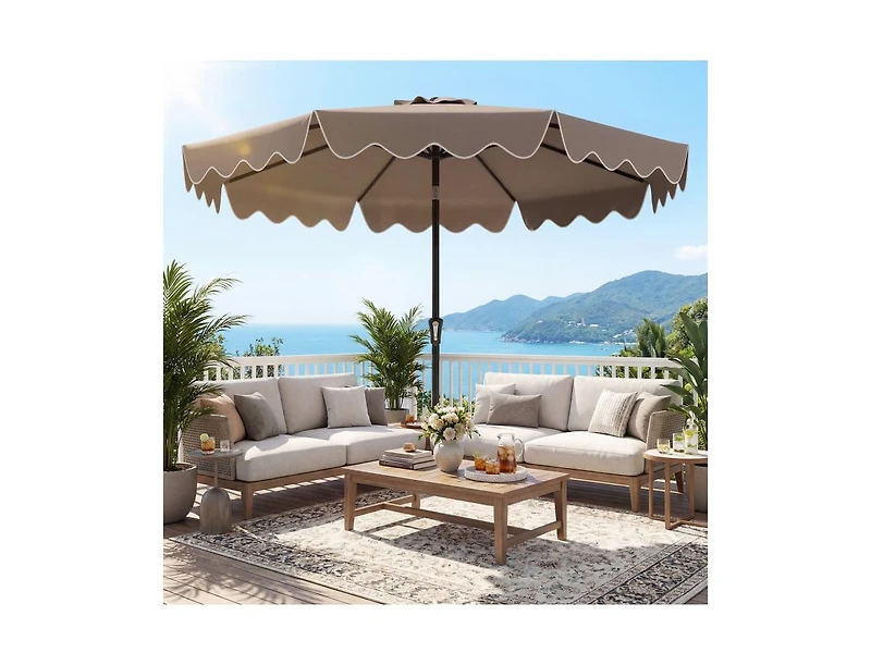Slickblue Outdoor Patio Umbrella with Stable Weighted Base and Sandbag Anchors