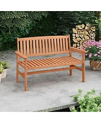 Sugift Two Person Patio Loveseat with Slatted Backrest and Armrests