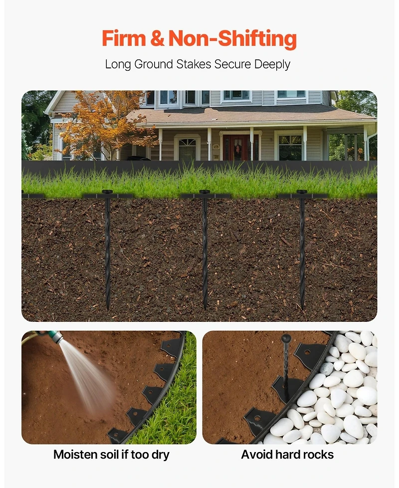 Sugift Landscape Edging Border, 10Pcs 6 ft x 1.6 inches, Plastic Garden Edging with 60 Spikes