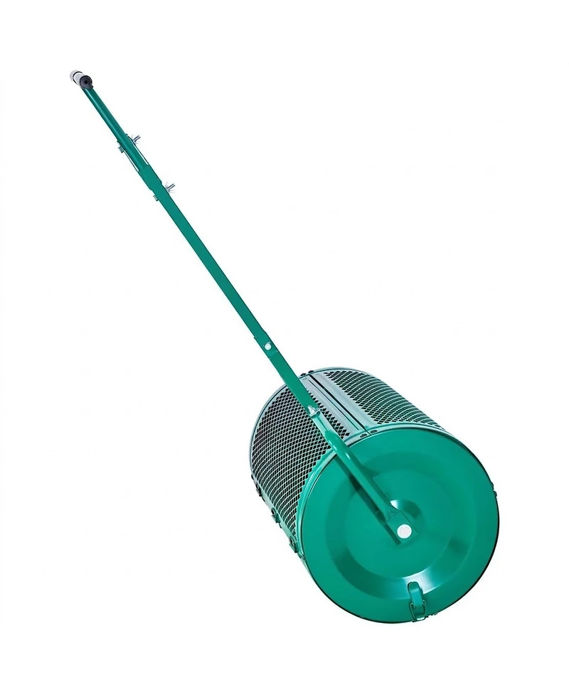 Sugift Compost Spreader, 24 inches Wide with Adjustable Height, Powder-Coated Steel Roller