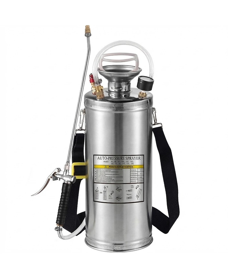 Sugift 2Gal Stainless Steel Sprayer, 20" Wand, Adjustable Nozzle for Gardening