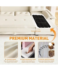 Rainsken 109.5" U-Shaped Sleeper Sofa, Oversized Modular Sectional Couch with Pull Out Bed, Removable Armrests and Usb Ports for Living Room