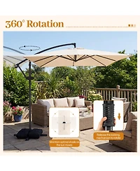 Slickblue Solar-Powered Offset Hanging Umbrella with 40 Led Lights for Patio
