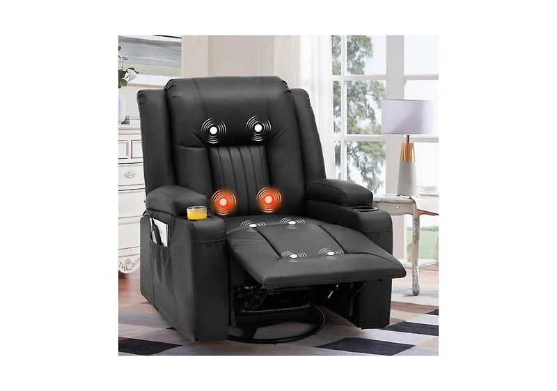 Aecojoy Massage Recliner Manual Chair with Heating & 360° Swivel Rocking Function